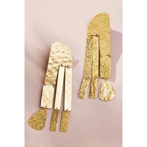 Anthropologie Rustic Metal Geometric Dangle Earrings